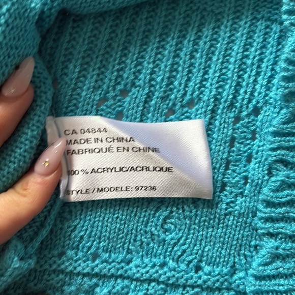 Traditions Knit Tank Top – Size Medium | Boho Lace Hem | Turquoise Trend | - Picture 5 of 6